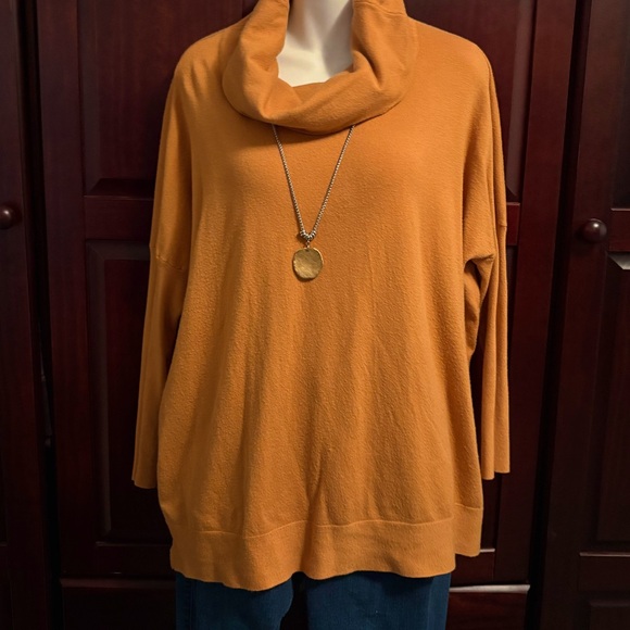 Cowl Neck Dolman Sleeve Sweater in Gold - Picture 6 of 10